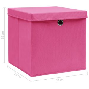 vidaXL Förvaringslådor med lock 10 st rosa 32x32x32 cm tyg - Bild 6