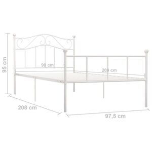 vidaXL Sängram vit metall 90x200 cm - Bild 6