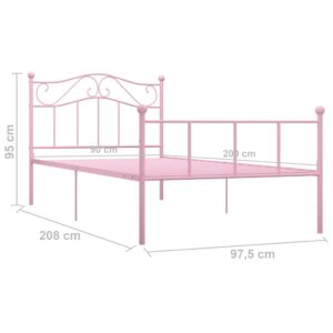 vidaXL Sängram rosa metall 90x200 cm - Bild 6