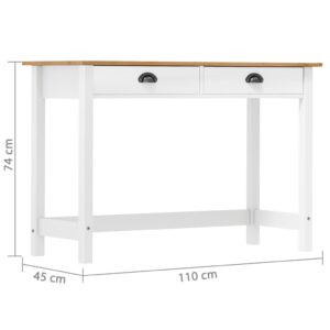 vidaXL Avlastningsbord Hill med 2 lådor 110x45x74 cm massiv furu - Bild 7