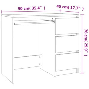 vidaXL Skrivbord vit högglans 90x45x76 cm konstruerat trä - Bild 8