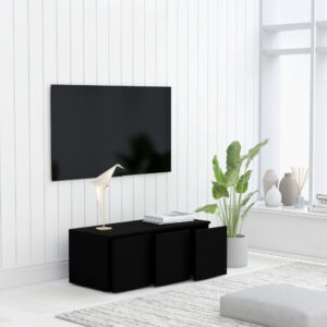 vidaXL TV-bänk svart 80x34x30 cm spånskiva - Bild 4