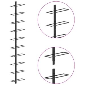 vidaXL Väggmonterat vinställ för 10 flaskor svart metall - Bild 5