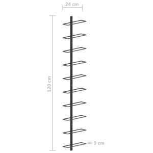 vidaXL Väggmonterat vinställ för 10 flaskor svart metall - Bild 6