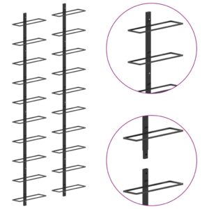 vidaXL Väggmonterat vinställ för 20 flaskor 2 st svart metall - Bild 5