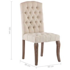 vidaXL Matstolar 2 st beige linnedesign tyg - Bild 8