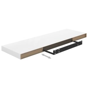 vidaXL Svävande vägghyllor 2 st vit högglans 80x23,5x3,8 cm MDF - Bild 8