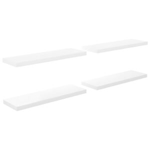 vidaXL Svävande vägghyllor 4 st vit högglans 80x23,5x3,8 cm MDF - Bild 2