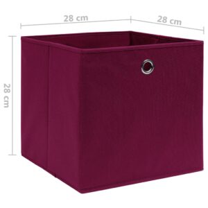 vidaXL Förvaringslådor 4 st non-woven tyg 28x28x28 cm mörkröd - Bild 5