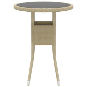 vidaXL Utebord Ø60x75 cm Härdat glas och konstrotting beige - Bild 3