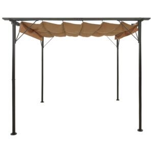 vidaXL Pergola med infällbart tak taupe 3x3 m stål 180 g/m² - Bild 2