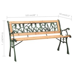 vidaXL Trädgårdsbänk 122 cm gjutjärn och massivt granträ - Bild 6