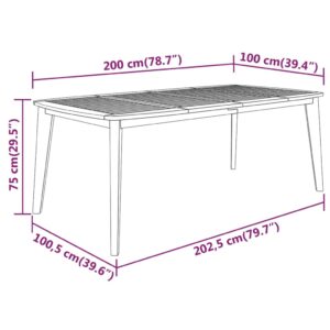 vidaXL Trädgårdsbord 200x100x75 massivt akaciaträ - Bild 5