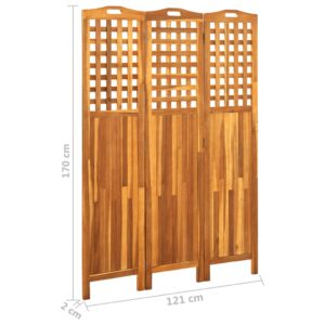 vidaXL Rumsavdelare 3 paneler 121x2x170 cm massivt akaciaträ - Bild 7