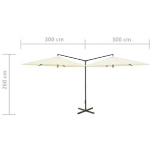 vidaXL Dubbelt parasoll med stålstång sandfärgat 600 cm - Bild 8