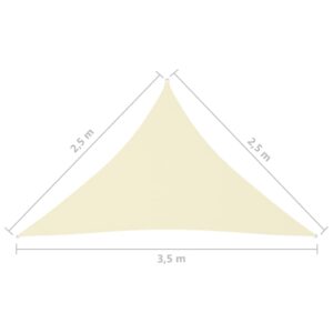 vidaXL Solsegel oxfordtyg trekantigt 2,5x2,5x3,5 m gräddvit - Bild 6