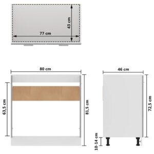 vidaXL Underskåp för diskho betonggrå 80x46x81,5 cm konstruerat trä - Bild 10