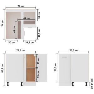 vidaXL Underskåp hörn vit 75,5x75,5x80,5 cm konstruerat trä - Bild 10