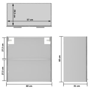 vidaXL Väggskåp med glasdörrar betonggrå 60x31x60 cm spånskiva - Bild 9