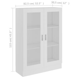 vidaXL Vitrinskåp vit 82,5x30,5x115 cm spånskiva - Bild 8