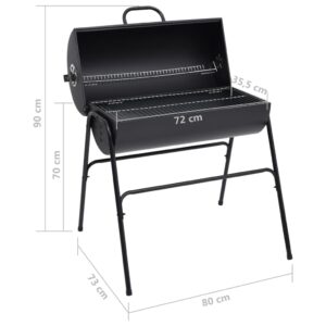 vidaXL Grilltunna med 2 grillgaller svart 80x95x90 cm stål - Bild 8