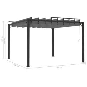 vidaXL Paviljong med lamelltak 3x3 m antracit tyg och aluminium - Bild 8