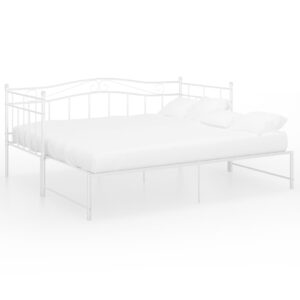 vidaXL Utdragbar sängram bäddsoffa vit metall 90x200 cm - Bild 2