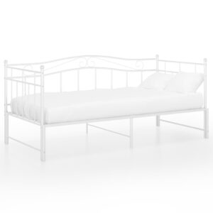 vidaXL Utdragbar sängram bäddsoffa vit metall 90x200 cm - Bild 3