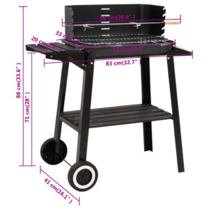 vidaXL Kolgrill med hjul svart stål - Bild 11