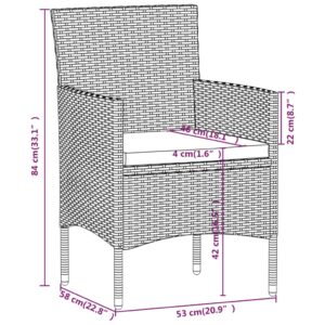 vidaXL Caféset 5 delar konstrotting och härdat glas svart - Bild 9