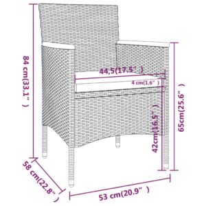 vidaXL Caféset 5 delar konstrotting och härdat glas grå - Bild 9