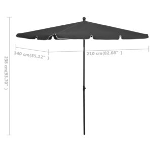 vidaXL Parasoll med stång 210x140 cm antracit - Bild 6