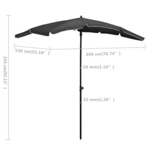 vidaXL Parasoll med stång 200x130 cm antracit - Bild 6