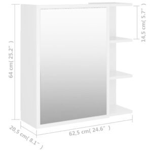 vidaXL Spegelskåp för badrum vit 62,5x20,5x64 cm konstruerat trä - Bild 10