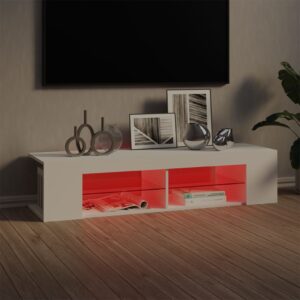 vidaXL TV-bänk med LED-belysning vit 135x39x30 cm - Bild 5