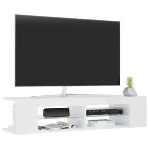 vidaXL TV-bänk med LED-belysning vit högglans 135x39x30 cm - Bild 6