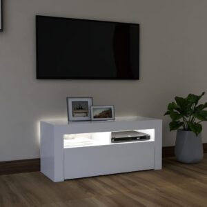 vidaXL TV-bänk med LED-belysning vit 90x35x40 cm - Bild 3