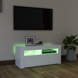 vidaXL TV-bänk med LED-belysning vit 90x35x40 cm - Bild 4