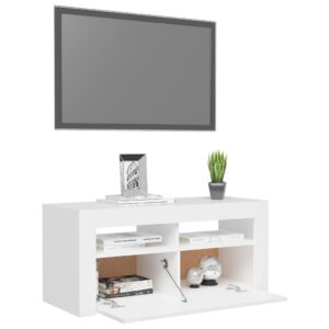 vidaXL TV-bänk med LED-belysning vit 90x35x40 cm - Bild 6