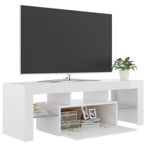 vidaXL TV-bänk med LED-belysning vit högglans 120x35x40 cm - Bild 4