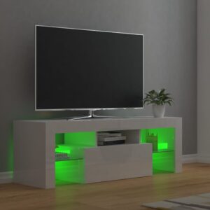 vidaXL TV-bänk med LED-belysning vit högglans 120x35x40 cm - Bild 6