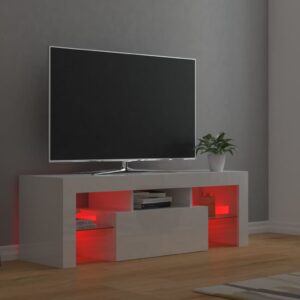 vidaXL TV-bänk med LED-belysning vit högglans 120x35x40 cm - Bild 7