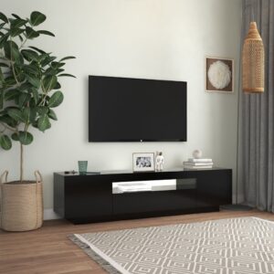 vidaXL TV-bänk med LED-belysning svart 160x35x40 cm - Bild 5