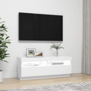 vidaXL TV-bänk med LED-belysning vit 100x35x40 cm - Bild 6