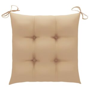 vidaXL Gungstol med beige dyna massiv teak - Bild 4