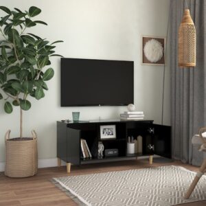 vidaXL TV-bänk med massiva ben svart 103,5x35x50 cm - Bild 3