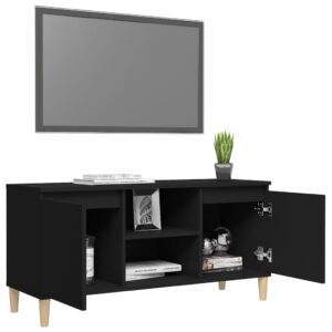 vidaXL TV-bänk med massiva ben svart 103,5x35x50 cm - Bild 4