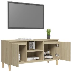 vidaXL TV-bänk med massiva ben sonoma-ek 103,5x35x50 cm - Bild 4