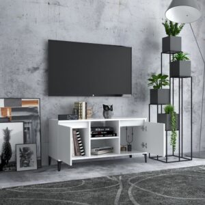 vidaXL TV-bänk med metallben vit 103,5x35x50 cm - Bild 3