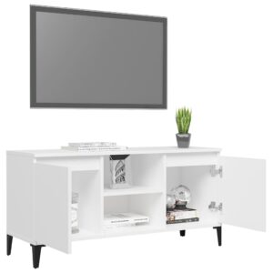 vidaXL TV-bänk med metallben vit 103,5x35x50 cm - Bild 4